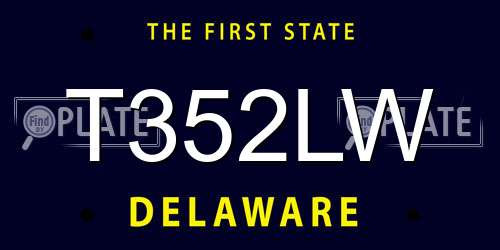 T352LW Delaware License Plate