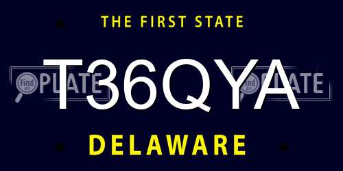T36QYA Delaware License Plate
