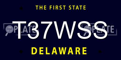 T37WSS Delaware License Plate