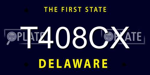 T408CX Delaware License Plate