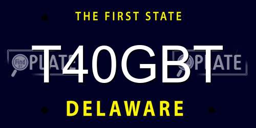 T40GBT Delaware License Plate