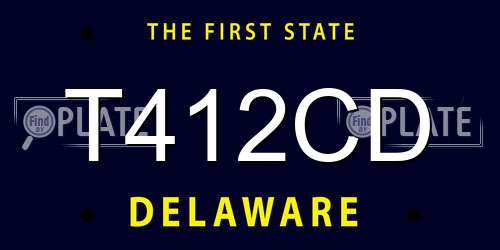 T412CD Delaware License Plate
