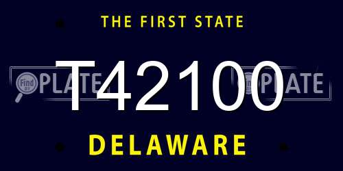 T42100 Delaware License Plate
