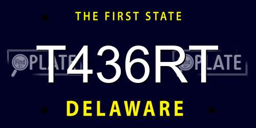 T436RT Delaware License Plate