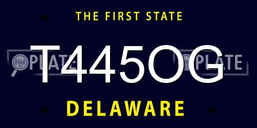 T445OG Delaware License Plate