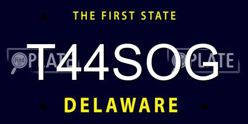 T44SOG Delaware License Plate