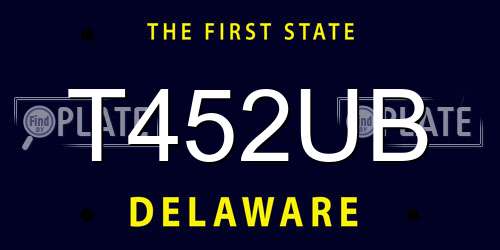 T452UB Delaware License Plate