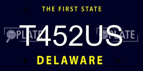 T452US Delaware License Plate