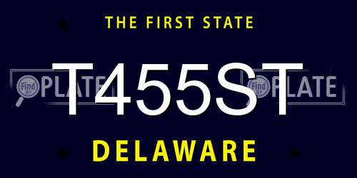 T455ST Delaware License Plate