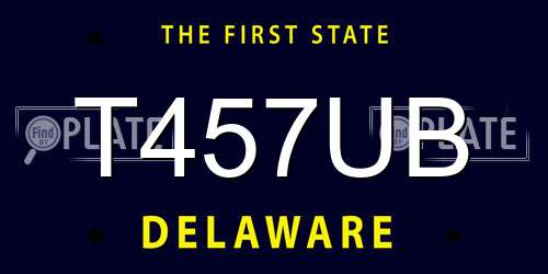 T457UB Delaware License Plate