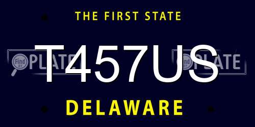 T457US Delaware License Plate