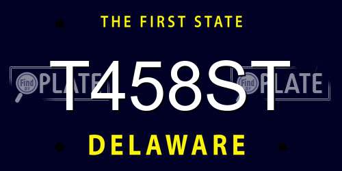 T458ST Delaware License Plate
