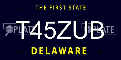 T45ZUB Delaware License Plate