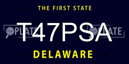 T47PSA Delaware License Plate