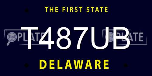 T487UB Delaware License Plate