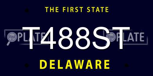 T488ST Delaware License Plate