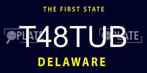 T48TUB Delaware License Plate