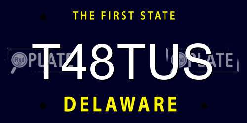 T48TUS Delaware License Plate