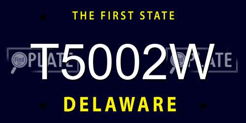 T5002W Delaware License Plate