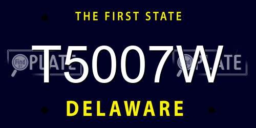 T5007W Delaware License Plate