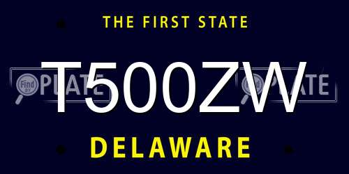 T500ZW Delaware License Plate