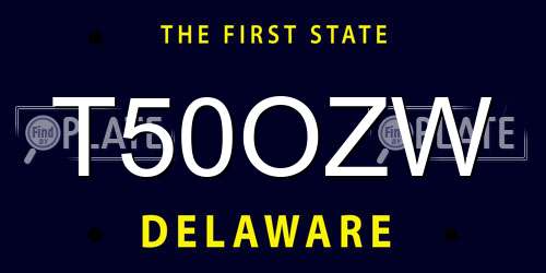 T50OZW Delaware License Plate