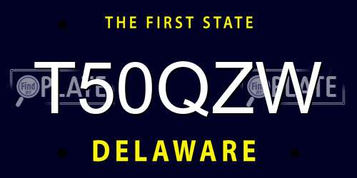T50QZW Delaware License Plate