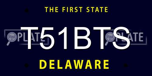 T51BTS Delaware License Plate