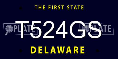 T524GS Delaware License Plate