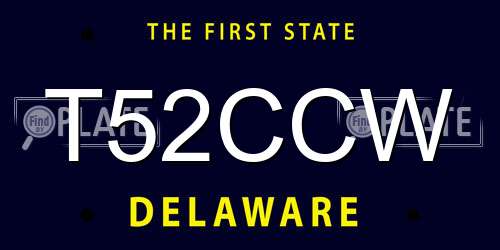 T52CCW Delaware License Plate