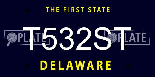 T532ST Delaware License Plate