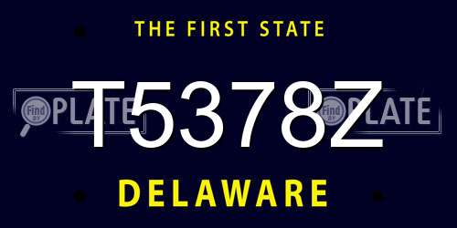 T5378Z Delaware License Plate