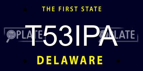 T53IPA Delaware License Plate