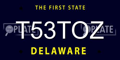 T53TOZ Delaware License Plate