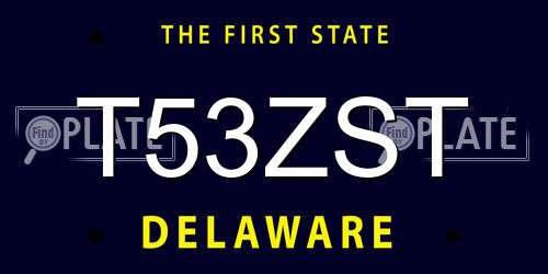 T53ZST Delaware License Plate