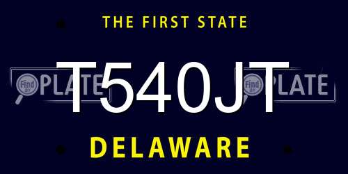 T540JT Delaware License Plate