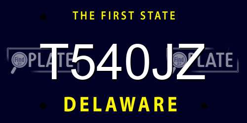 T540JZ Delaware License Plate