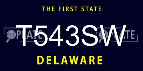 T543SW Delaware License Plate
