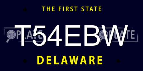 T54EBW Delaware License Plate