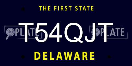 T54QJT Delaware License Plate