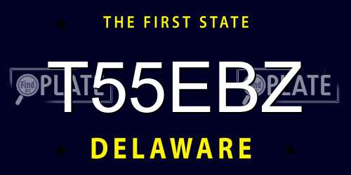 T55EBZ Delaware License Plate