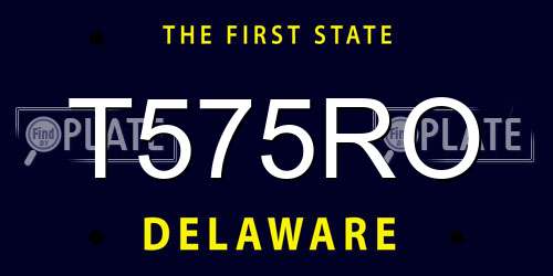 T575RO Delaware License Plate