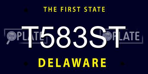 T583ST Delaware License Plate