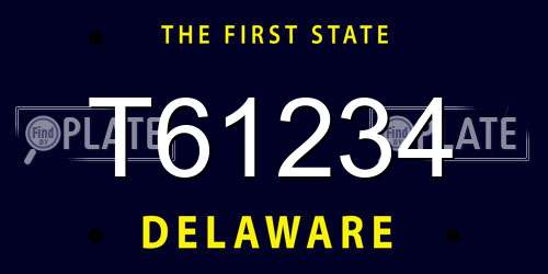 T61234 Delaware License Plate