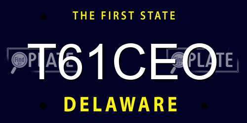 T61CEO Delaware License Plate