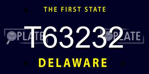 T63232 Delaware License Plate