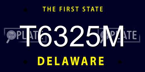 T6325M Delaware License Plate