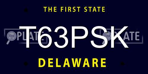 T63PSK Delaware License Plate