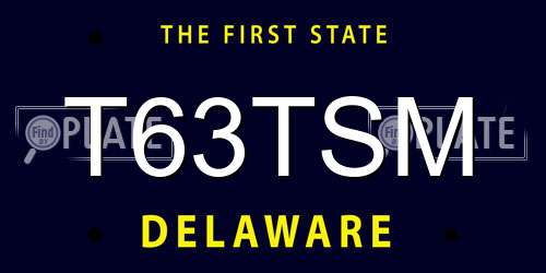 T63TSM Delaware License Plate