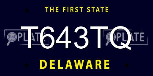 T643TQ Delaware License Plate